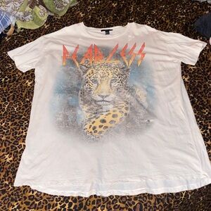 Forever 21 “FEARLESS Leopard Graphic Oversized Distressed T-Shirt Dress.